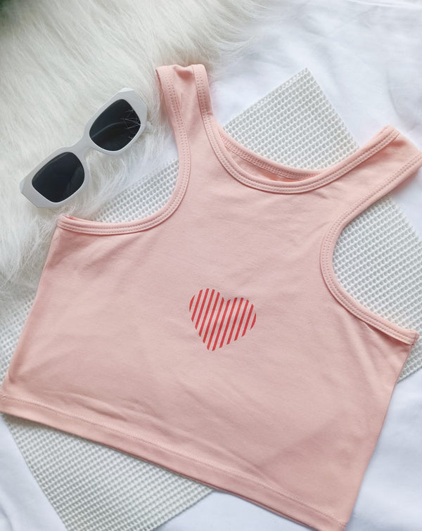 Crop Top Palo Rosa Corazon Rayas