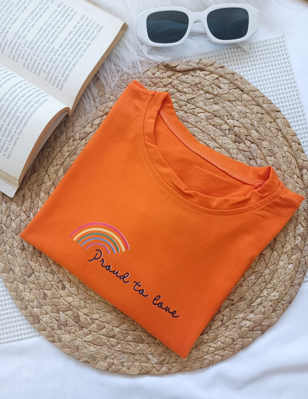 Camisa Corta Arcoiris Love Naranja