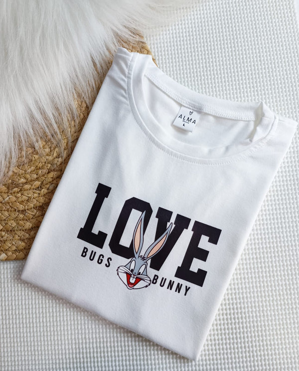 Camiseta Blanco Hueso Bugs Bunny Love