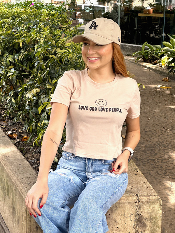 Camisa Corta Love God (caramelo)