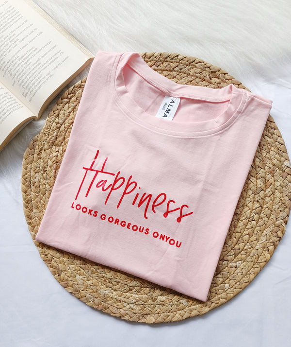 Camiseta Happines (Palo rosa )