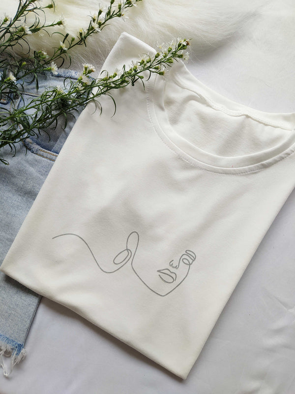 Camiseta muñeca linea-Blanco Hueso