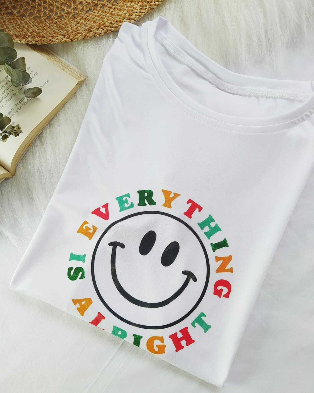 Camiseta carita feliz S Blanco Almabasik